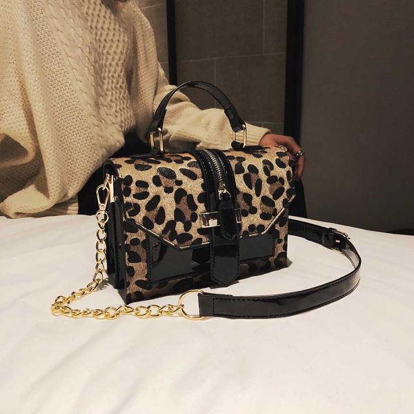 

leopard women elegant messenger bag casual chain totes shopping travel bag small square bags bolsas feminina #t1g