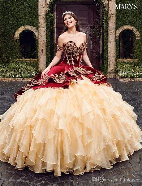 

2020 sweetheart burgundy ball gown quinceanera dresses with embroidery tiered skirts lace up floor length vestido de festa sweet 16 dress, Blue;red