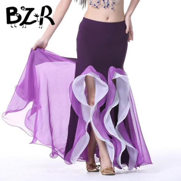 

bazzery milk silk crimping bellydancing skirts belly dance curling skirt costume training dress or performance for women ladies, Black;red