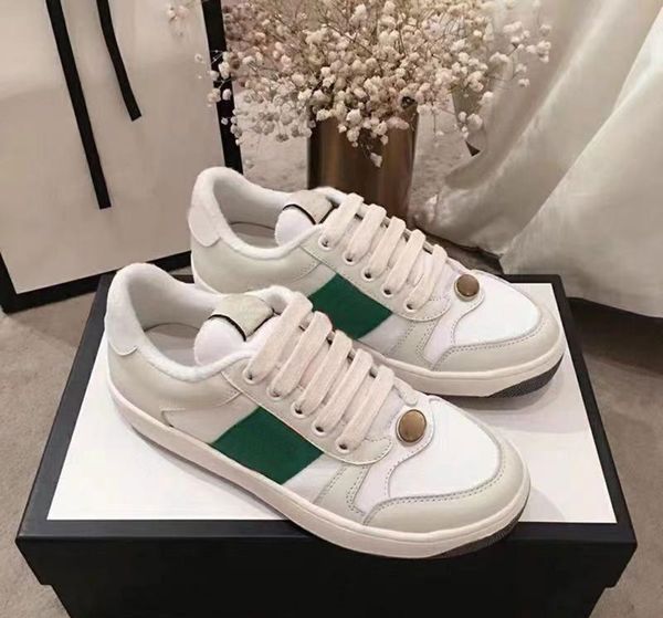 

new screener dirty designer shoes luxury real leather designer sneaker man ace embroidered strawberry casual shoes for women aa, Black