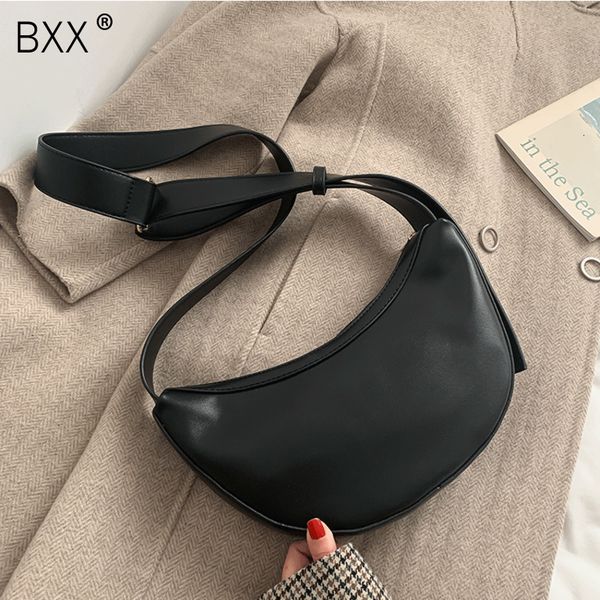 

bxx] pu leather crossbody bags for women 2019 solid color shoulder messenger dumplings bag lady travel handbags and purses a344