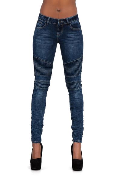 

sindydell slim elasticity skinny jeans women pleated vintage cotton deep blue pantalon mujer snow wash locomotive ship