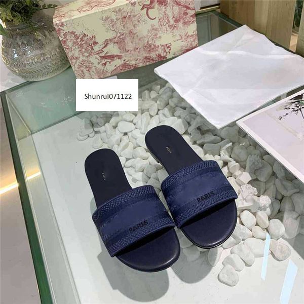 

latest slippers summer luxury woman beach alphabet slippers designer sandals knitted cloth embroidery woman shoes 8