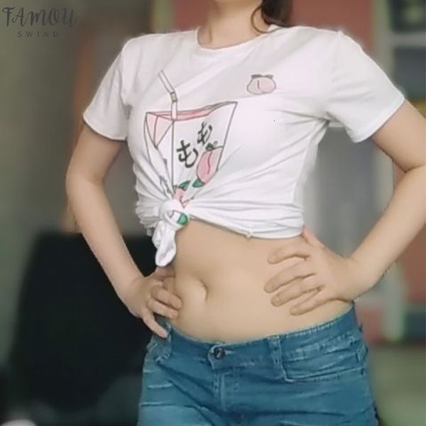 

peach juice japanses aesthetic grunge t shirt women girl kawaii white tee 2020 casual tumblr outfit fashion t shirt