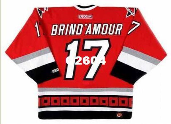 

mens #17 rod brind'amour carolina hurricanes 2002 ccm retro away hockey jersey or custom any name or number retro jersey, Black