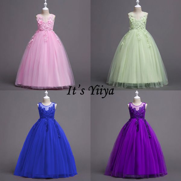 

это yiiya цветочница платье розовый зеленый синий фиолетовый кружева ребенок свадьба платья o-образным вырезом длинные причастие платья для, Red;yellow