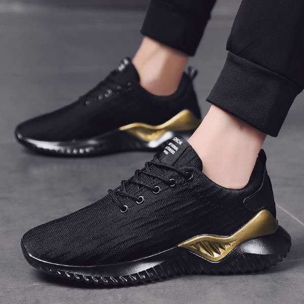 

new fashion mens running shoes triple black white gold jogging walking mens trainers shoes athletic sports sneakers 3944 made in china, A1