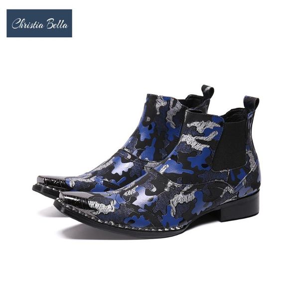 

new winter men ankle boots fashion camouflage real leather boots men slip on party short plus size male shoes, Black