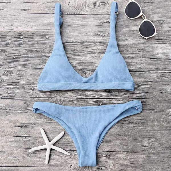 

zaful bikini set swimwear padded scoop neck swimsuit wire bathing suit low waisted adjustable straps swimming suits