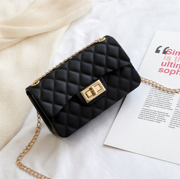 

2019 new women's elegant quilted diamond pattern chain lock crossbody bag lady fashion pu leather small shoulder bag handbag
