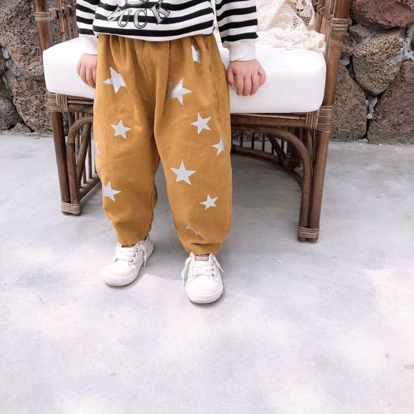 

spring autumn boys girls five-pointed star printing casual trousers 2020 children fashion turnip pants, Blue