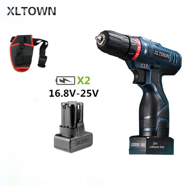 

xltown 25v cordless electric drill multiaction lithium battery rechargeable electric screwdriver with 2 battery home power tool
