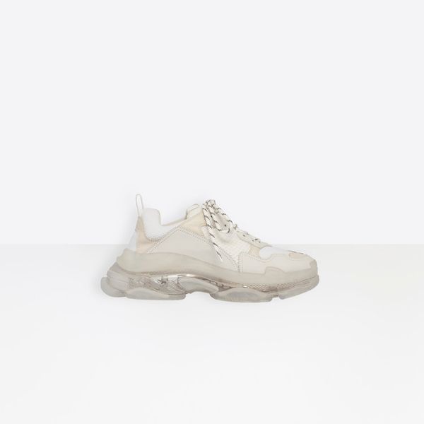 

Original Quality Womens White Shoes Paris Triple S Clear Sole Trainers Oversized Multimaterial Sneakers With Air Bubble Inside The Sole