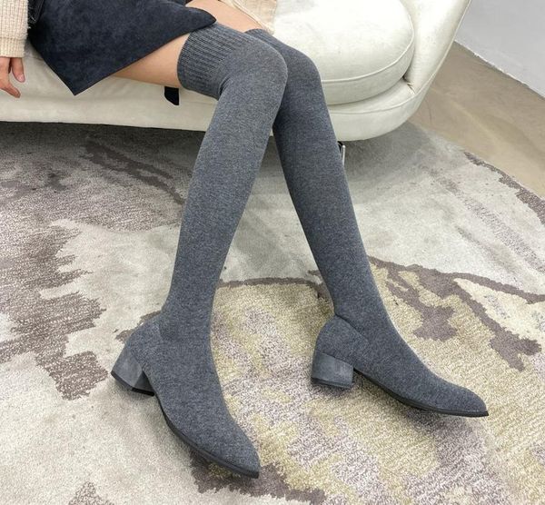 

pointy boot winter boots lady women shoes autumn booties ladies lace up luxury designer boots-women thigh high heels high, Black