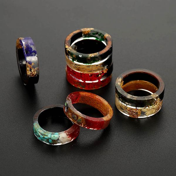 

2019 design secret handmade wood resin ring flowers plants inside jewelry women novelty wood ring anniversary, Silver