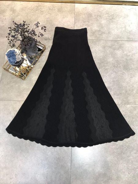 

2019 new ladies fashion wave perspective long high waist skirt 1009, Black
