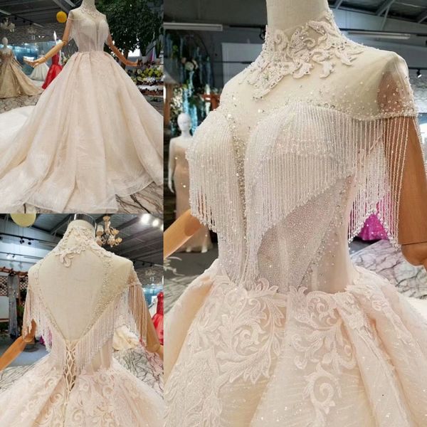 

2019 elegant cap sleeve beads muslim wedding dresses with 2m train appliques plus size bridal wedding gowns vestido de novia, White