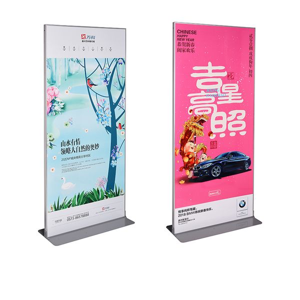 Supporto per telaio per poster da pavimento in alluminio metallico Stand per banner pubblicitario Stand per esposizione AD KT Display per banner Stand per banner da pavimento