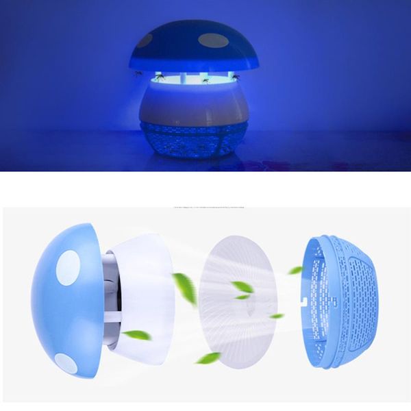 

household inhalation mosquito repellent led pcatalyst mushroom mosquito lamp (6 leds with switch usb charging