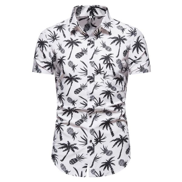 

mens hawaiian shirt male casual camisa masculina printed beach shirts short sleeve brand clothing eu size s-xxl, White;black
