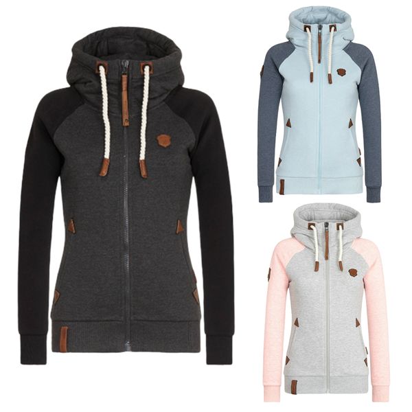 

zip up contrast color block drawstring hoodie пвоѬк одежда poleron mujer 2019 plus ѬазмеѬ оловка женина 5  Black