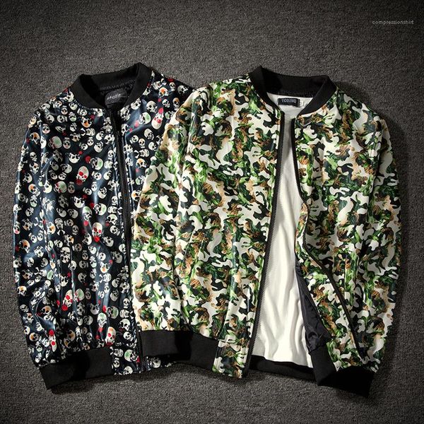 

s bomber jacket men casual hip hop baseball collar print fashion jacket smooth streetwear jacket loose men, Black;brown
