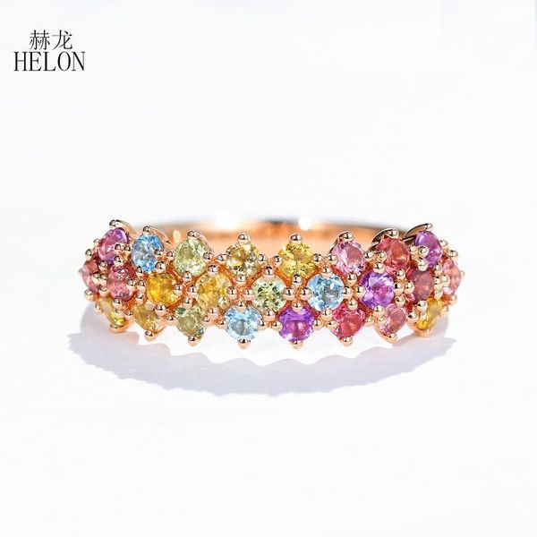 

helon solid 14k розовое золото сертифицированный круглый 100% подлинный натуральный цитрин перидот аметист синий топаз турмалин женщины обру, Golden;silver