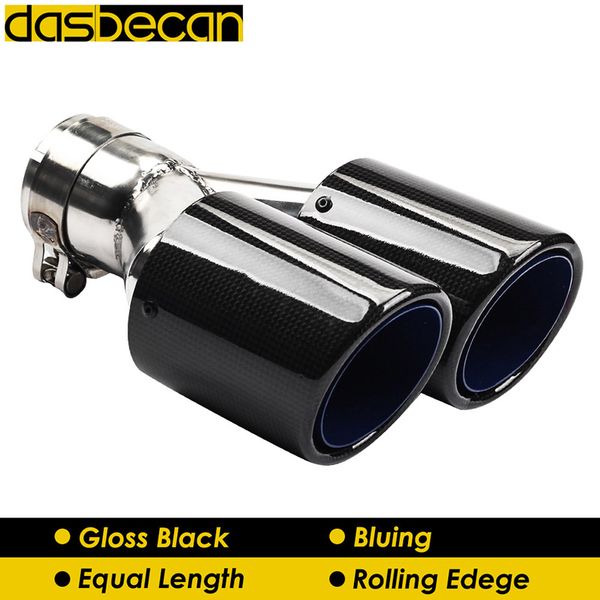 

desbecan car dual exhaust muffler tips rolling edge y model for akrapovic glossy bluing exhaust tips blue tail pipe ap20kr