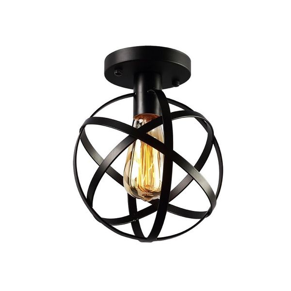 

jml vintage industrial flush mount ceiling light, metal spherical ceiling lamp light fixture for hallway stairway porch bedroom kitchen