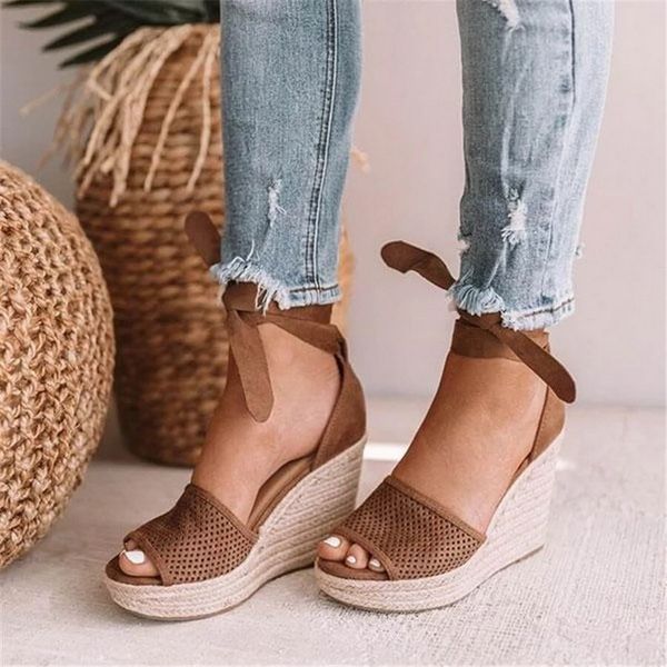 

2020 new women wedge sandals female floral bowknot platform fashion high heel sandals fashion ankle strap open toe ladies shoes, Black