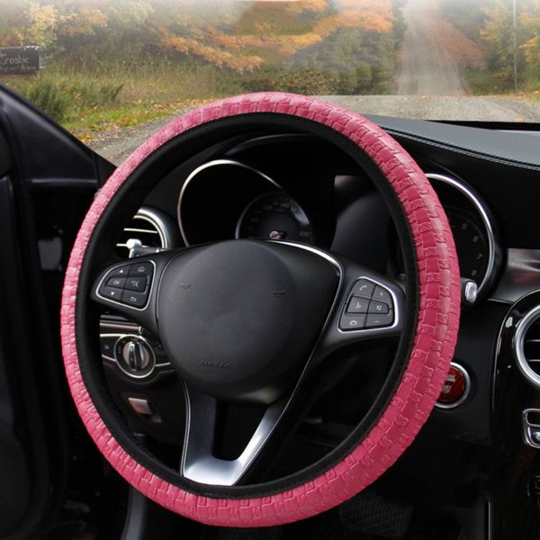 

woven leather elastic without inner ring car steering wheel cover comfortable absorptian installing easily