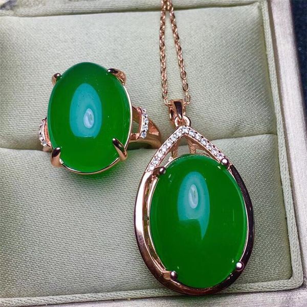 

kjjeaxcmy boutique jewels 925 pure silver inlay natural green jade medulla ring + pendant + suit micro-inlay diamond goddess bow, Black