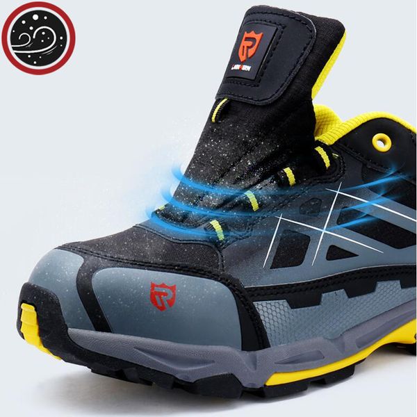 

larnmern worksafety сапоги обувь со стальным носком кепка воздухопроницаемый весна лето резиновые нескользящие антистатические для работы re, Black;brown