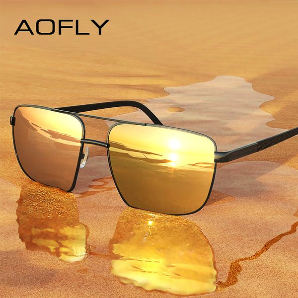 

aofly 2020 new design men's glasses polarized sunglasses men driving square eyewear metal frame male shades gafas uv400 af8184, White;black