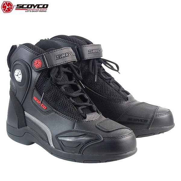 

scoyco motorcycle speed boots anti-skip breathable safety shockproof high ankle riding boots protection gear biker shoes