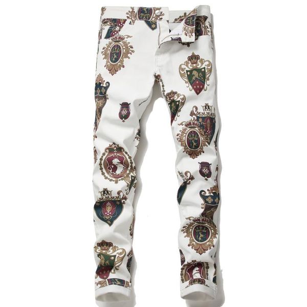 

цифровая печать ночной клуб hot pants мужской street hip hop винтаж брюк в белом и черном цвет мода стиль джинсы a5651 / 2, Blue