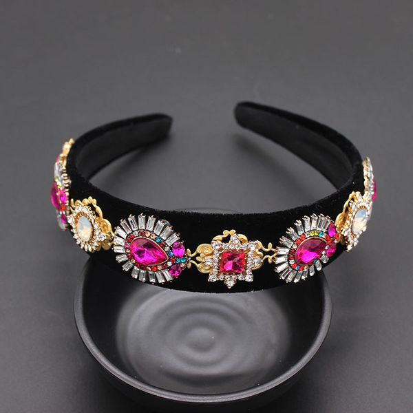 

baroque rhinestone headband fashion show full color geometry flower wild tide female accessories hair band headband 915, Golden;white