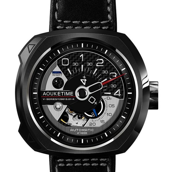 

мужские наручные часы,мужские автоматические часы aouke лучшие наручные часы водонепроницаемый self-ветер механические часы мода понятие, Slivery;brown