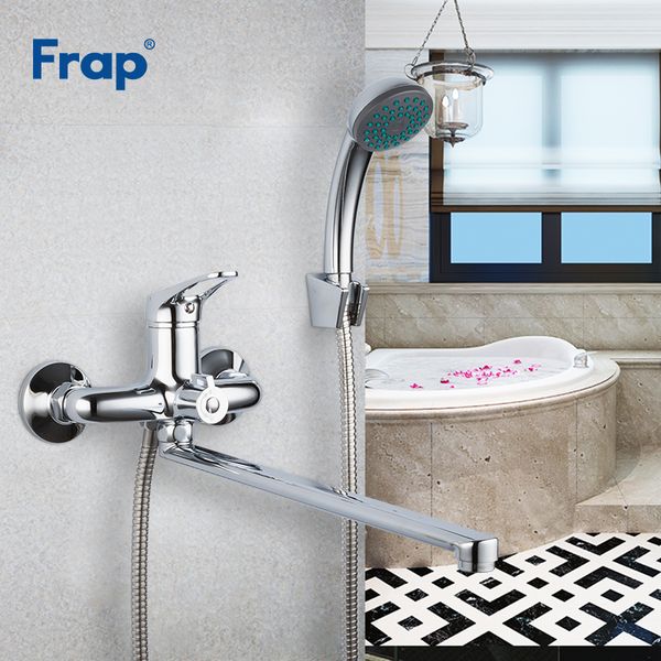 2020 Frap Bathtub Faucets Bathroom Mixer Stainless Steel Long Nose