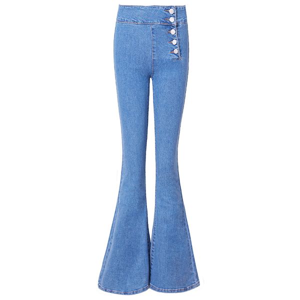

2019 new fashion long jeans pants for women boot cut trousers plus size 25-30 high waist denim stretch jeans, Blue