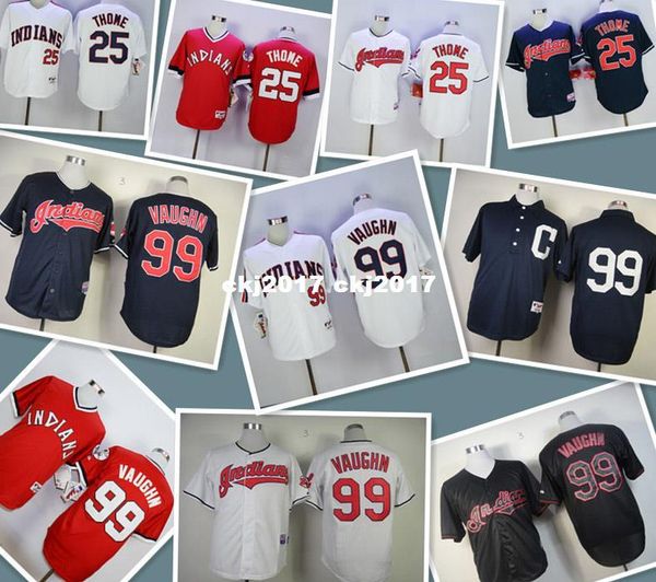 

25 jim thome 99 ricky vaughn retro jersey new color white blue red black men size m-xxxl
