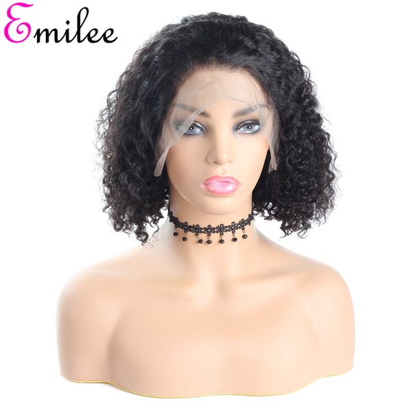

emilee 12 inch curly human hair wig jerry curly bob lace wigs human remy hair curly bob wigs preplucked, Black;brown