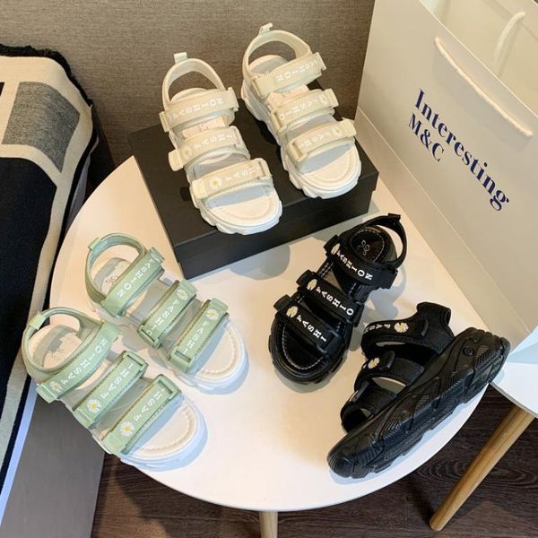 

swyivy chaussure femme cloth platform sandals women 2020 summer new breathable wedges shoes woman sandals hook loop female shoes, Black