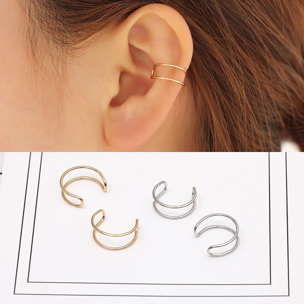 

vintage punk hollow geometry u-shaped ear clip earrings non pierced ear bone invisible men and women jewelry girl gifts, Silver
