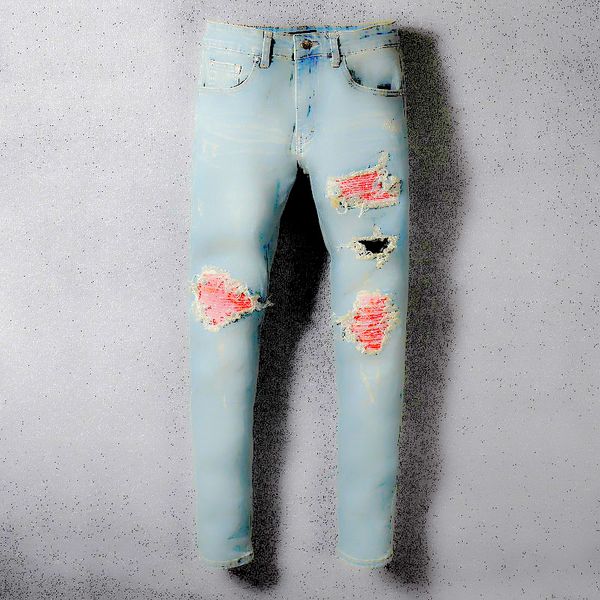 

mens amiri jeans мужские дизайнерские брюки мужские узкие молнии джинсы высокое качество арн мужские джинсы мода марка хип-хоп джинсы синий, Blue