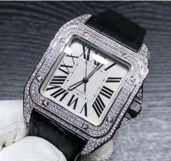 

Роскошный механизм с автоподзаводом площадь 100 полный Алмаз циферблат мужские ча