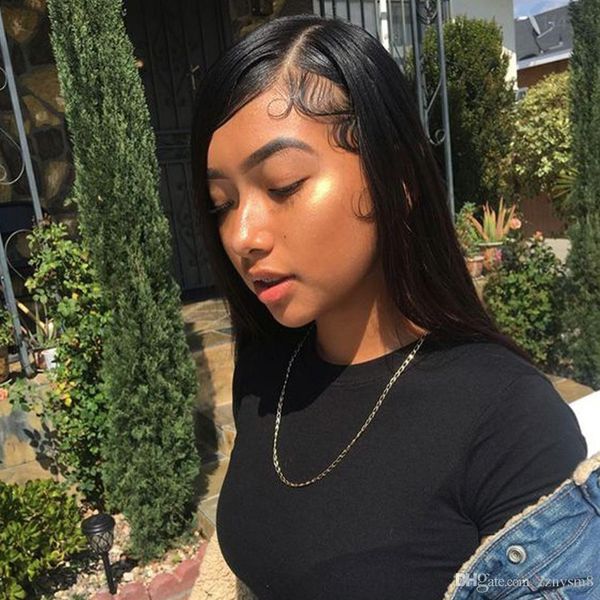 

pre plucked lace front human hair wigs with baby hair wigs for black women remy straight mnhy