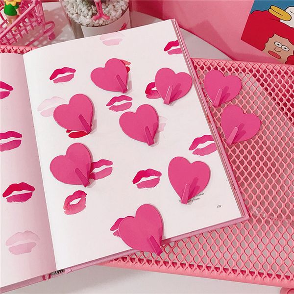 

10pcs family hook wall stainless steel heart shape romantic adhesive kitchen clean children room door decor hook holiday gift