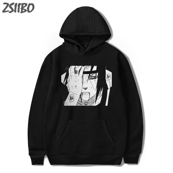 

hoodies naruto harajuku japanese anime uchiha itachi printed men's hoodie male streetwear fashion casual sweatshirt coat, Black