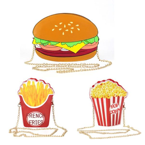 

woman hamburger cupcake pu chain bag popcorn fries crossbody messenger bags